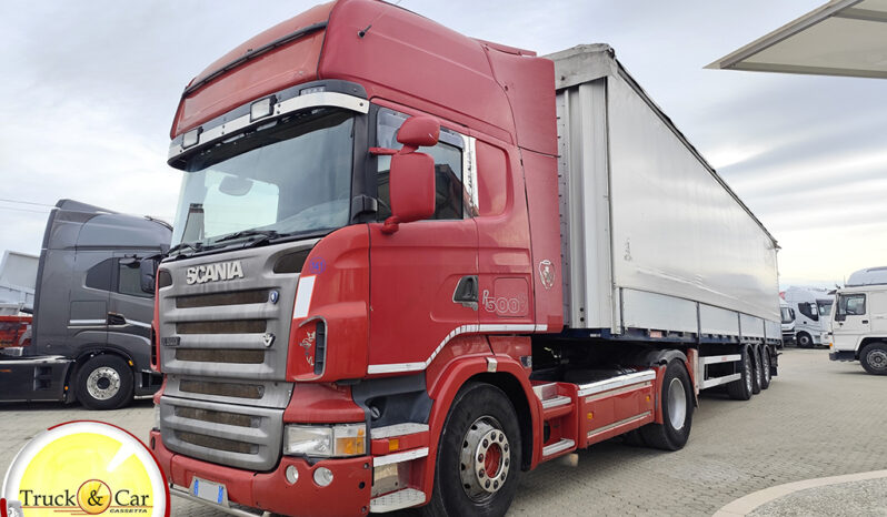 RIF.1324 SCANIA R 500 – 2005 – TRATTORE A DISCO – CON IMPIANTO IDRAULICO – EURO 3 + RIF.1327 SEMIRIMORCHIO VIBERTI – 2003 – CASSONE CENTINATO CON SPONDE – ALZA/ABBASSA – COPRI/SCOPRI completo